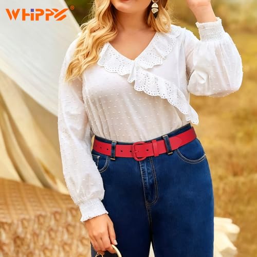 Image of WHIPPY Women Leather Belt for Jeans Pants Dresses Black Ladies Waist Belt with Pin Buckle