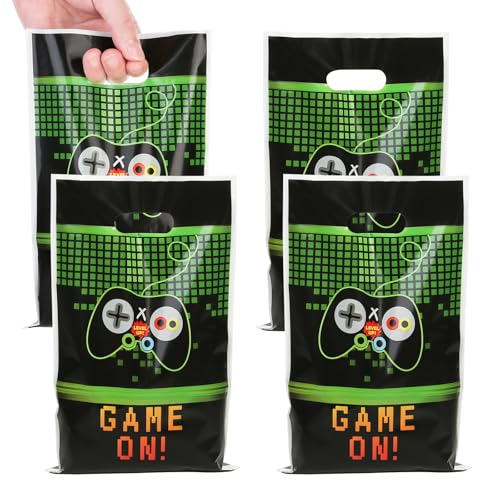 PintreeLand 40PCS Video Games Party Favor Bags Game On Plastic Goodie Candy Treat Loot Gifts Bags for Video Game Themed Birthday Party Supplies Decoration