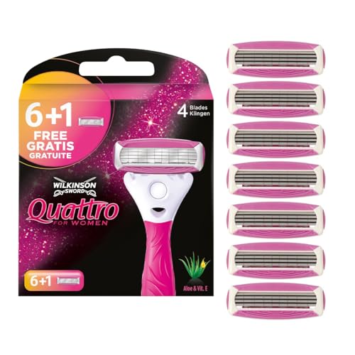 Wilkinson Sword Intuition Quattro Smooth Shave Rasierklingen, Damenrasur, Hauch von Aloe vera, Rasierer für die alltägliche Rasur, 6 + 1 Stück 1