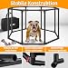 LOVPET® Welpenlaufstall drinnen draußen Welpenauslauf Hunde-Käfig Oxford-Gewebe Tier-Laufstall Kleintier Katzen Freigehege Rahmen PVC-Rohr mit Tasche, 3X Kauknochen & 10 Pad, M 72x72x43cm, Grau