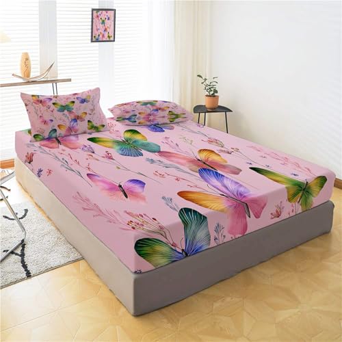 Drap housse microfibre antidérapant et infroissable rose 200x200 cm