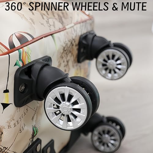 22" Travel Rolling Duffel Bags with Universal Wheels and Telescoping Handle, Waterproof Oxford Fabric Carry-On Suitcase Spinner Wheeled Travel Luggage Portable for Airplanes Short Trip, L3