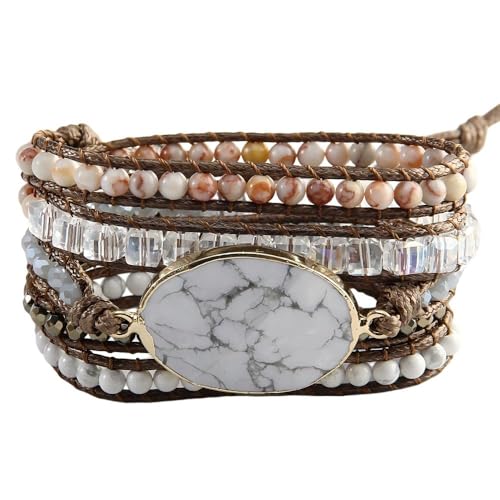 Image of Boho Stone Wrap Bracelet for Women,Turquoise Beaded Bracelet Jewelry Gift