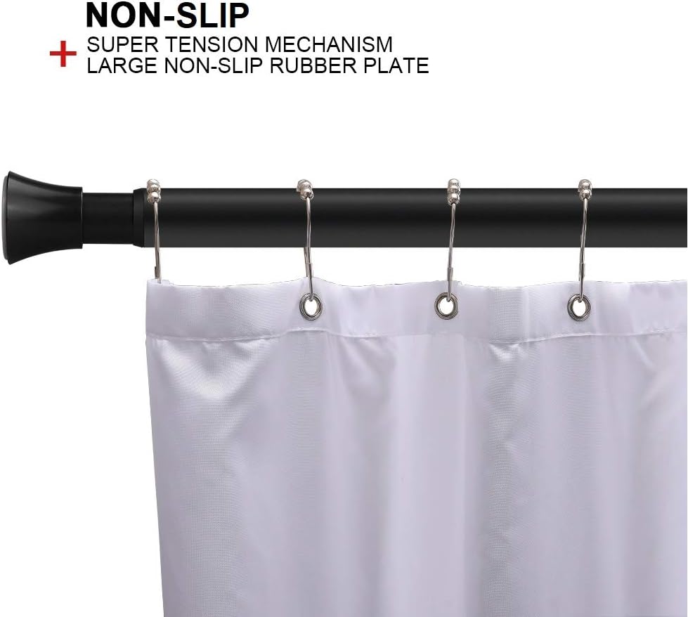 BRIOFOX Shower Curtain Rod, 43-73 inches Never Rust Non Slip shower Rod, Matte Black : Home & Kitchen