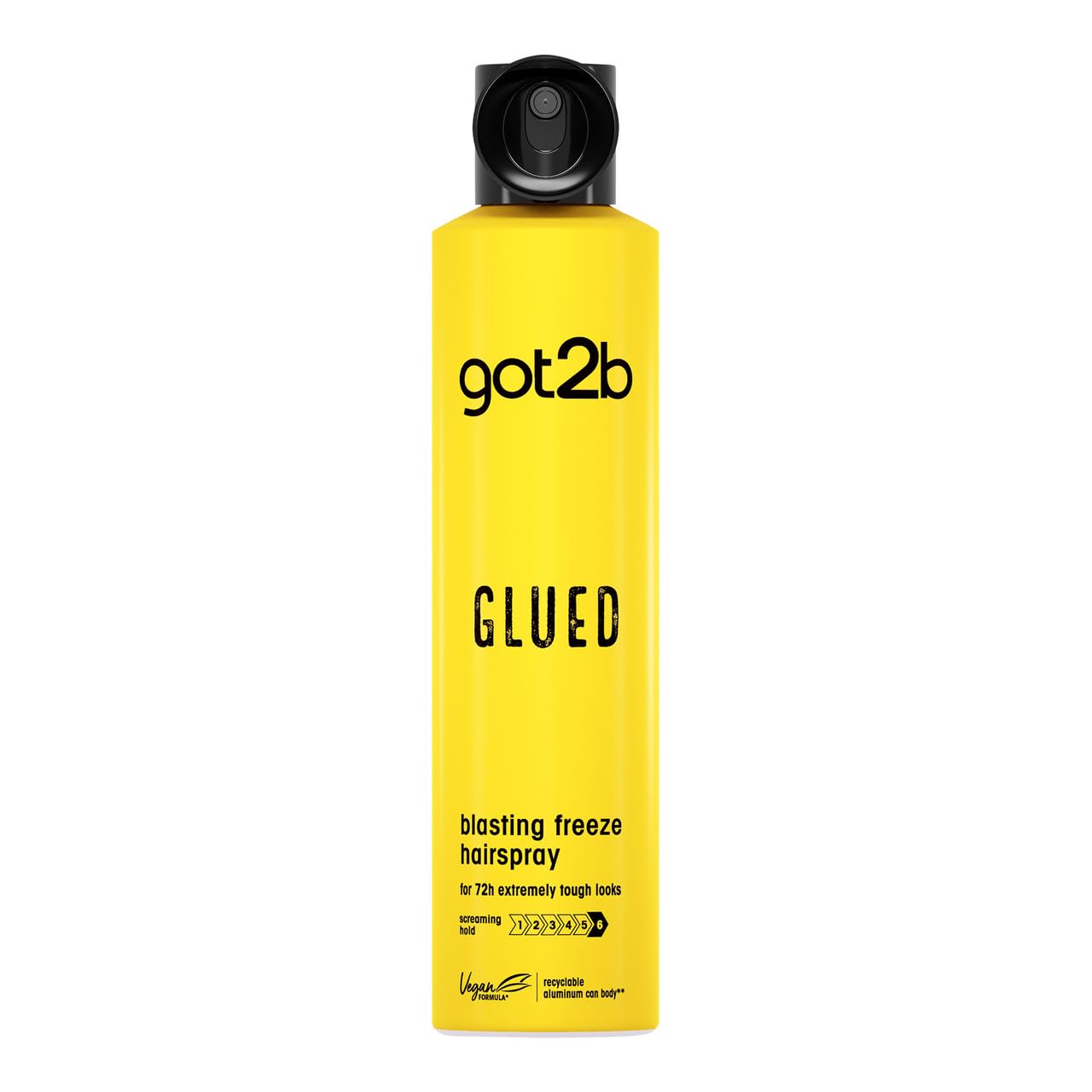 Glued Blasting Freeze Hairspray 300 ml, Glued Hairspray for up to 72h Ultra Strong Hold, Hairspray got2b, For Extreme Hairstyles, Vegan Formula
