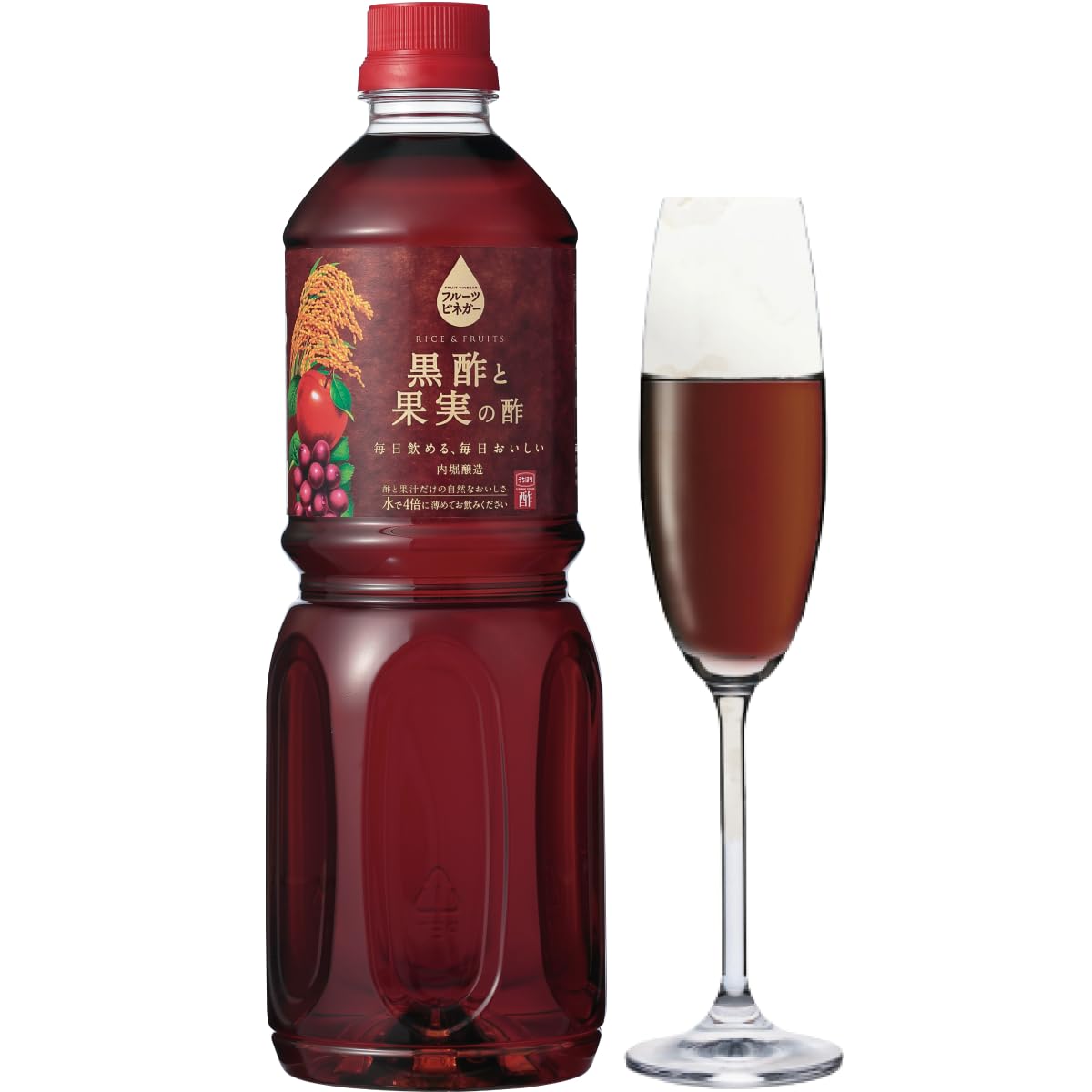 内堀醸造 フルーツビネガー 1L 黒酢と果実の酢 飲むお酢ドリンク りんご ぶどう 果実酢 無糖 ジュース 希釈用 ペットボトル 1本 日本