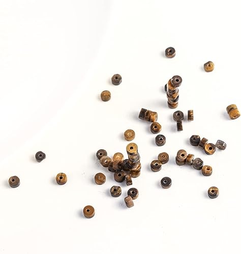 Miniatura 3 de Cuentas espaciadoras de piedra de ojo de tigre amarillo natural, 0.157 x 0.079 in, 15.0 instr planas, redondas, sueltas, semi piedras preciosas para