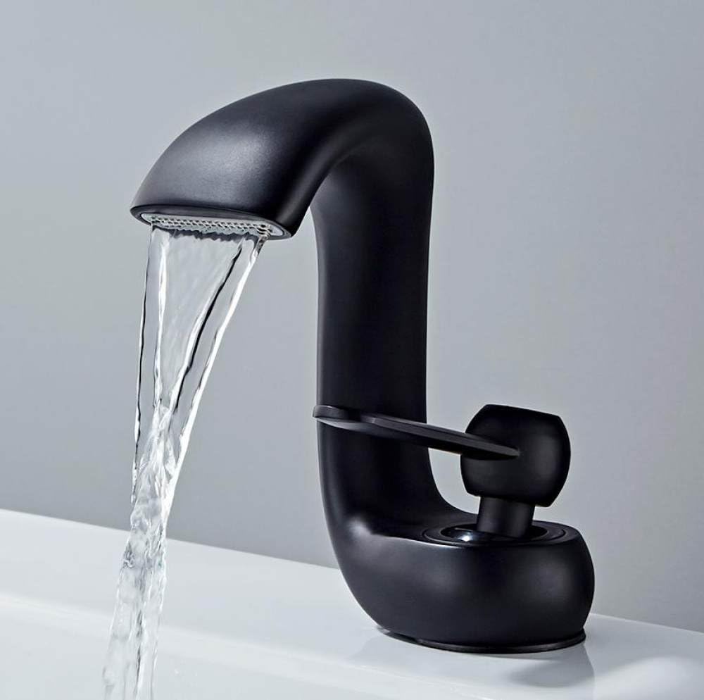 Robinet mitigeur de salle de bain en laiton doré et noir chic