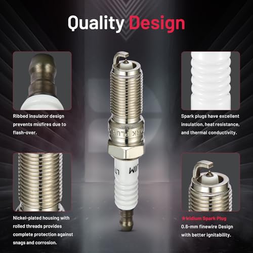 Image of BDFHYK Set of 4 Iridium Spark Plug Compatible with Lincoln MKZ, Compatible with Buick Envision,EcoSport Transit Connect SSV Fiesta Focus EcoSport C-Max 1.6L 2.0L 2.5L L4 Engine Replacement for XP5363
