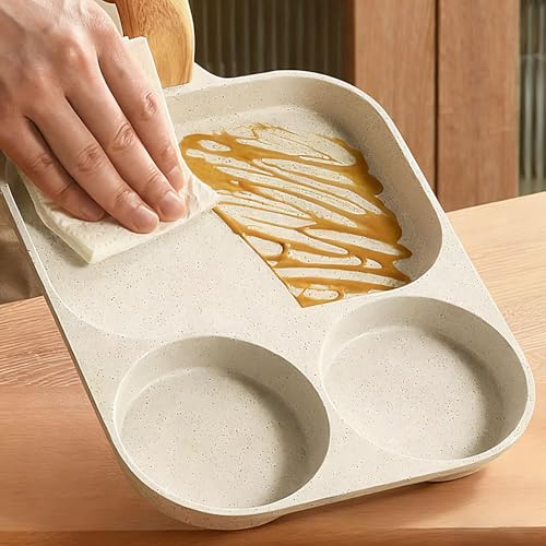 Poêle à œufs antiadhésive à 3 sections avec spatule et brosse pour le petit-déjeuner - 7