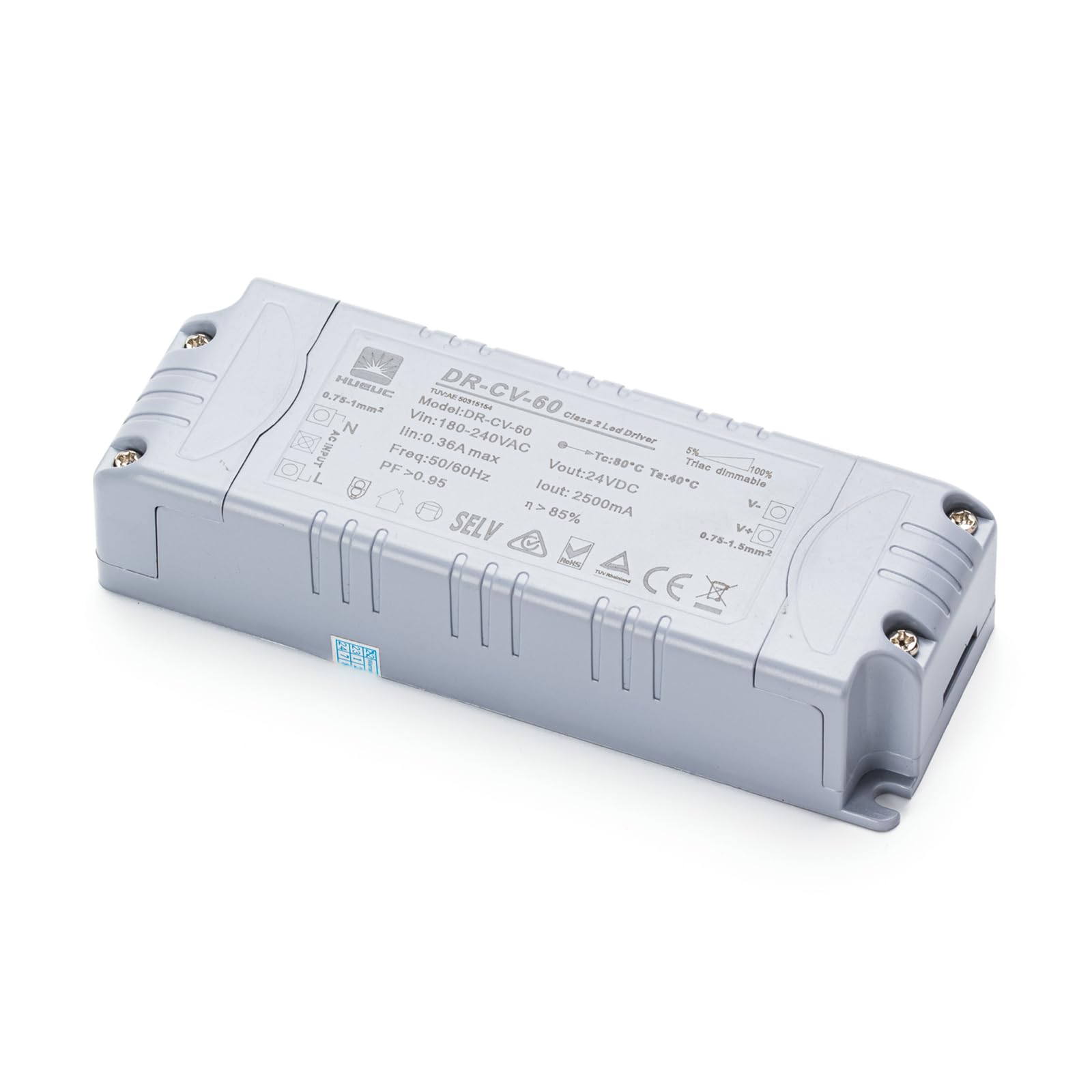 Driver HUARUI DR-CV-60, 60 W, 240 VCA, 24 VDC, intensité variable
