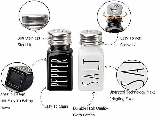 Miniatura 7 de Saleros y pimenteros modernos de alta calidad, color blanco y negro, juego de sal y pimienta de viaje de granja, bonitos saleros y pimenteros con