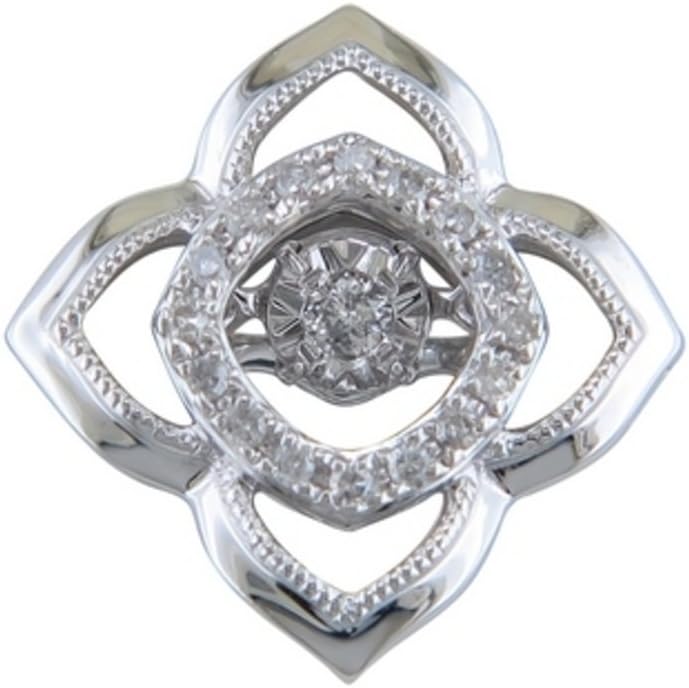 10K White Gold Dancing Diamond Flower Pendant with 18" Chain (11)