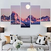 SIGNWIN 5 Panel Canvas Wall Art Modern Art Astronomy & Space Dramatic Moon Multicolor Photography Rustic for Home Decorations Ready to Hang - 60
