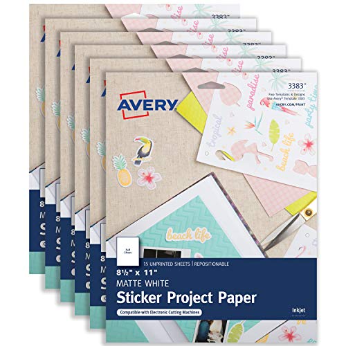 Avery Printable Sticker Paper, Matte White, 8.5 X 11 Inches, Inkjet Printers, 90 Sheets (3383) #TOP1