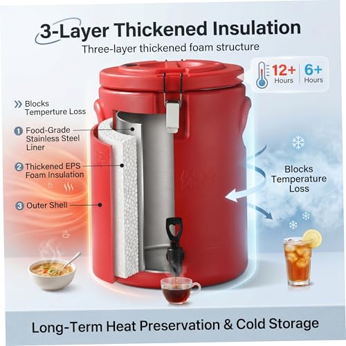 Distributeur de boissons isolant 12 heures grand format 4 gallons avec robinet