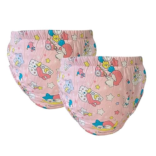 Can Be Reused Permanent Washable Adult Baby Potty Diaper Training Underwear ABDL Incontinence Waterproof Training Incontinence Booster Pads Pants 2 Packs (2Pink, 2XL)