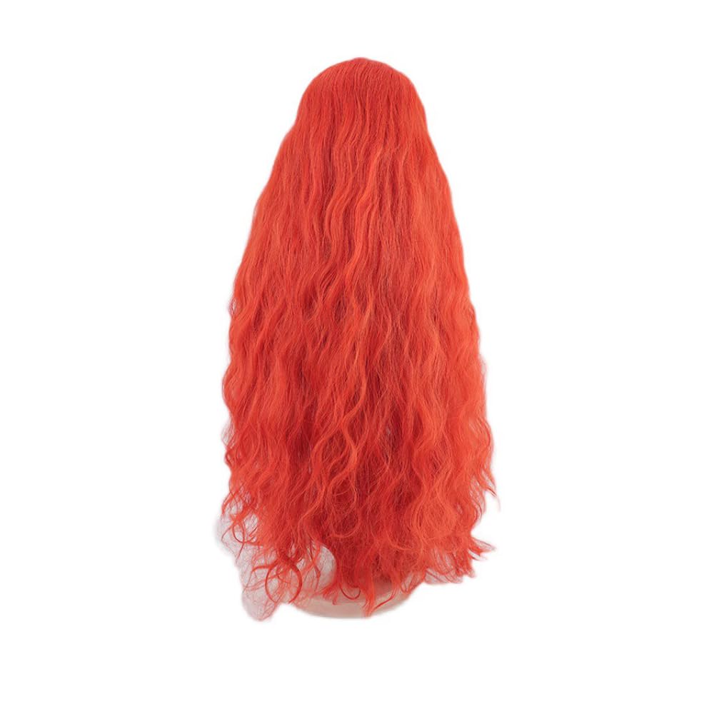 Women's Long Curly Orange red Cosplay Wig Halloween Wig - Image 4
