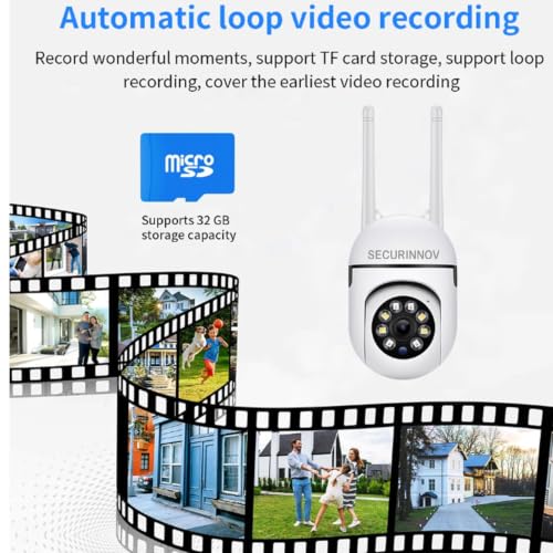 Image of securinnov 3MP Wireless PTZ Security Camera for Home Outdoor | Dual Antenna | 360 Pan Tilt | Night Vision | Two-Way Audio | Motion Detection | WiFi CCTV Camera with Mobile App V380 Pro (Mini PTZ)