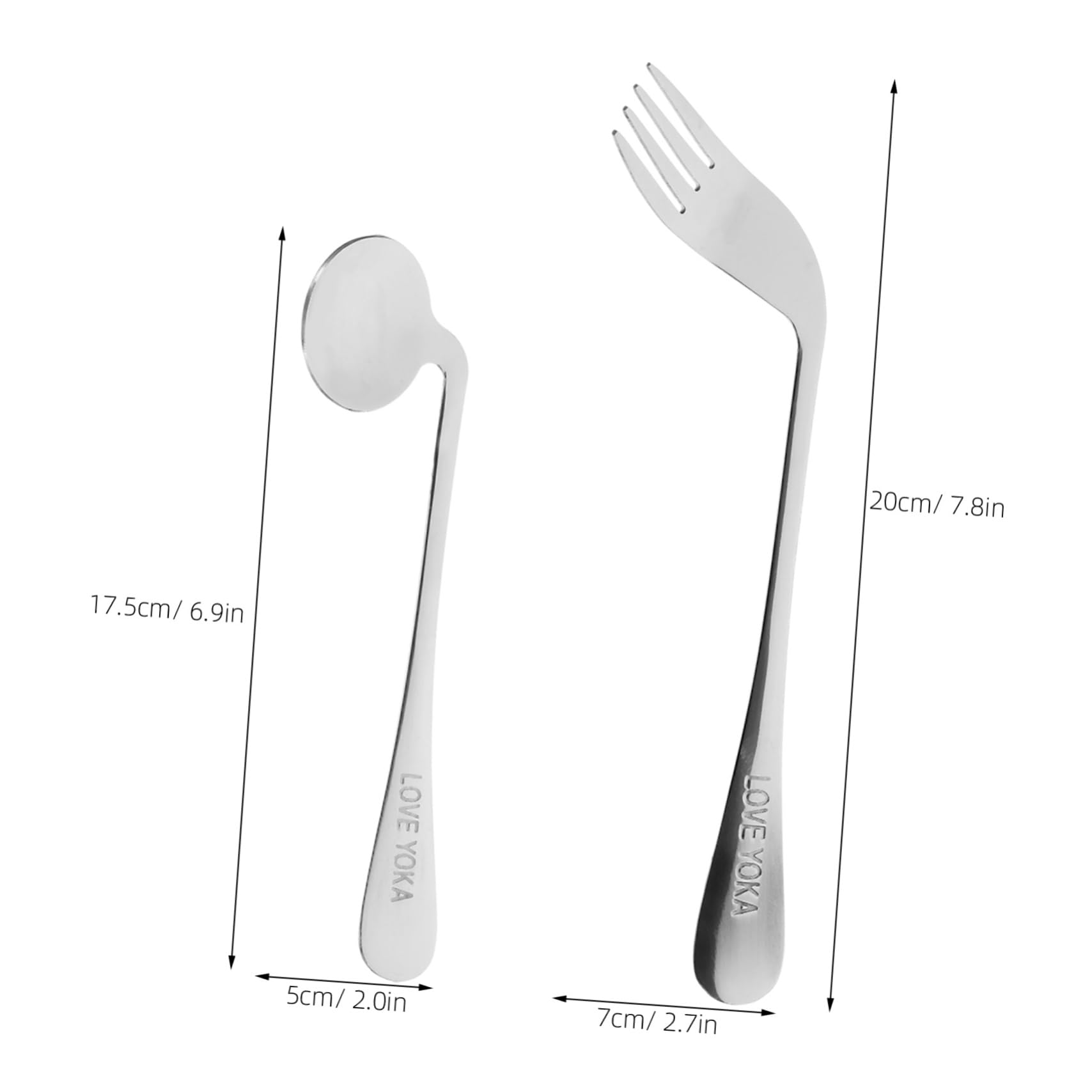 Anneome Feeding Spoon Fork Set for Elderly Angled Assist Tableware Stainless Steel Lightweight Ergonomic Leakproof for Disabled Safe Material