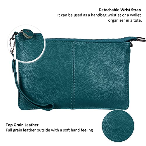 Image of befen Genuine Leather Wristlet Clutch Wallet Purses Small Crossbody Bags for Women with RFID Blocking Card Slots