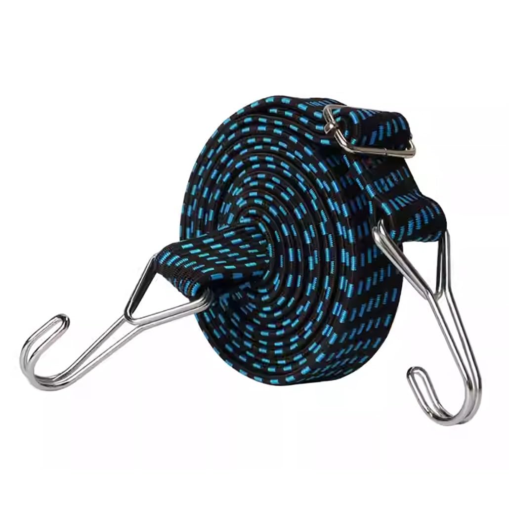 Paquete de 1/2/3 cuerdas elásticas ajustables, 0,5/1/2/3/4/5 m de largo, cuerda elástica plana con ganchos para portaequipajes, portaequipajes, lonas de carga para mudanzas de campamentos de carga (1