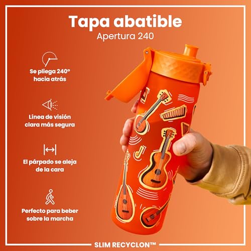Miniatura 4 de ion8 Botella Agua, 500ml, a Prueba de Fugas, Fácil de Abrir, Cerradura Segura, Apta para Lavavajillas, Sin BPA, Asa de Transporte, Fácil de Limpiar, Neutro en Carbono, Música