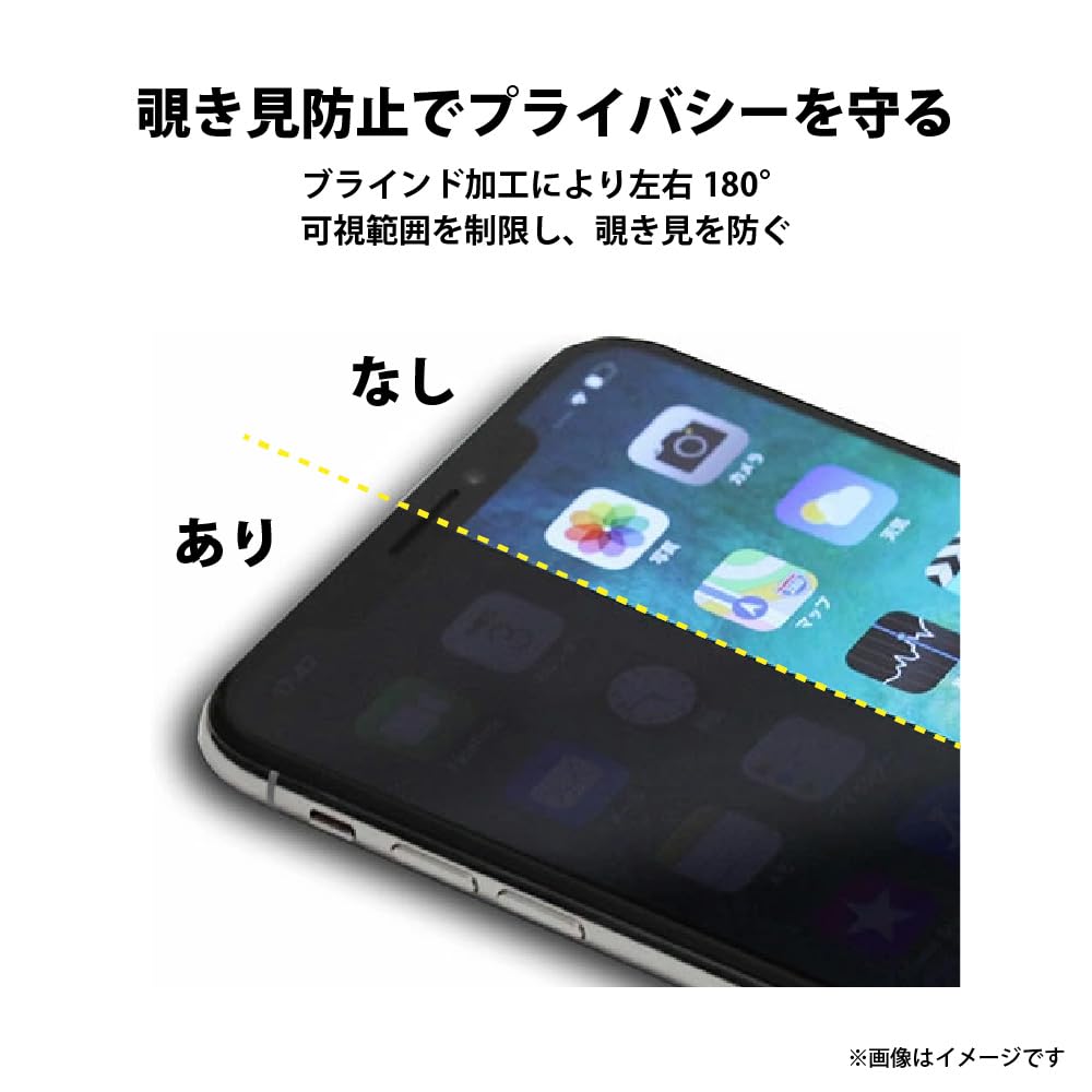 iPhone15Plus ガイドフレーム付 液晶全面保護ガラス 角割れ防止PETフレーム [覗き見防止]