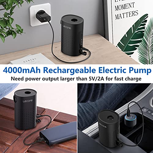 Electric Air Pump,Lecone Portable Quick Air Pump For Inflatables With 4 Nozzles, 4000Mah Battery Usb Rechargeable Inflator Deflator For Air Mattress Bed, Swimming Ring, Inflatable Pool Toy And Camping #TOP3