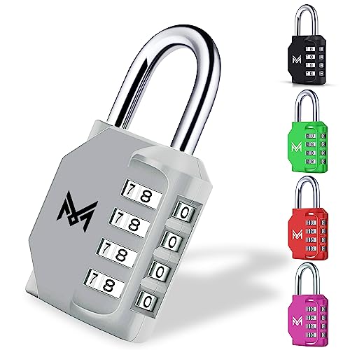 MERCURYAL Candado Combinacion   Candado Taquilla   Candados Seguridad 4 Dígitos   1/2 UDS en Color Negro   Candado Maleta, Gimnasio, Cajones, Gym (1 Unidad, Plata)