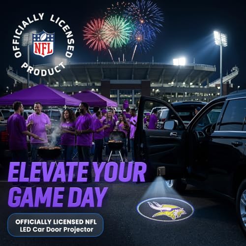 Image of LED Car Door Light - Officially Licensed NFL Wireless Projector - Show Your Team Pride - Battery Powered, Easy Install