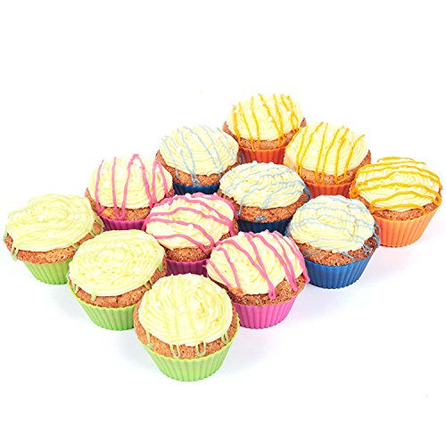 Silicone Muffin Cups, Reusable Silicone Baking Cups, Pack of 12