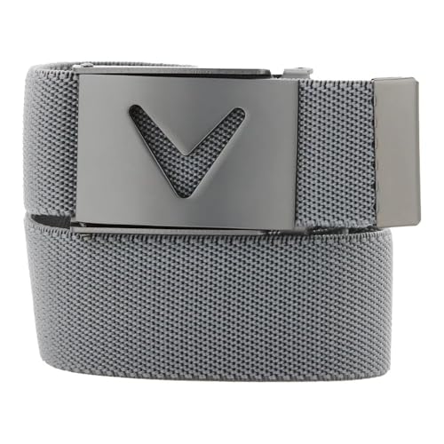 Callaway Men's V-Logo Web Golf Belt with Durable Textured Stretch Material and Metal Tip Adjustable Buckle