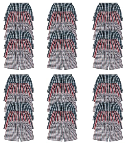 36 Pack of Mens Boxer Briefs Underwear Bulk, 100% Cotton, Soft, Comfortable, Assorted Colorful Brief