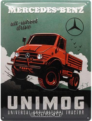Nostalgic-Art Retro Tin Sign  Mercedes-Benz  Unimog  Gift idea for car accessoires fans, Metal Plaque, Vintage design for decoration, 30 x 40 cm
