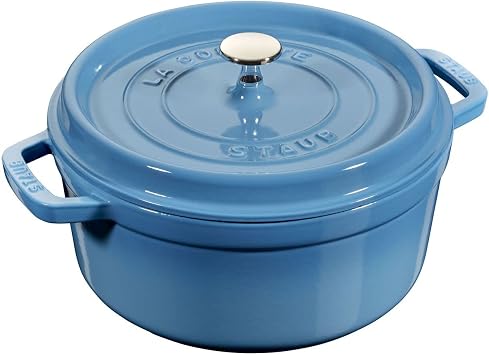 Staub 24cm Yuvarlak D kme Demir Cocotte Buz Mavisi