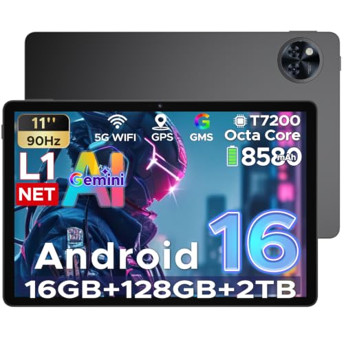 Image of U11 Android 16 Tablets, 11 Inch Tablet with Gemini AI | 16GB+128GB /2TB, 8580mAh, Unisoc T7200, 5G WiFi Android Tablets | Widevine L1 | BT 5.0 | 13MP+6MP | GPS | OTG