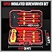 1000V Insulated Electrician Screwdriver Set - 13-Piece Professional Electrical Screwdriver Set Insulation Handle CRV Steel Magnetic Phillips Slotted Pozi Torx Tips VDE & GS Certified