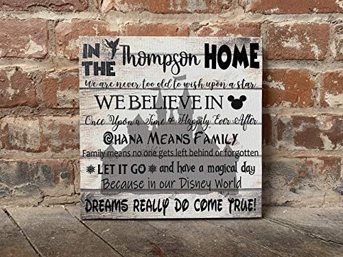 Disney Inspired Canvas, Disney Home Sign, Rustic Wall Decor, We Do Disney, Personalized With Family Name, Great Birthday Or Housewarming Gift