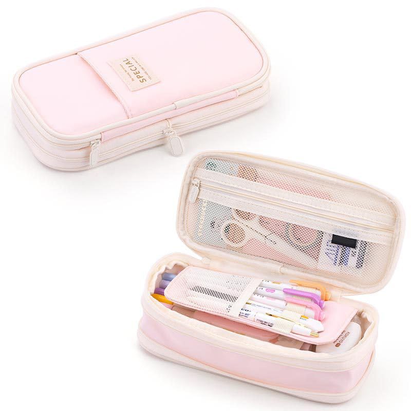 DHSUN Pencil Case Girls Pencil Case 4 Compartments Pencil Case Teenager Pencil Case Adult Pencil Case Girls Cool Things for Teenage Girls, pink, For students