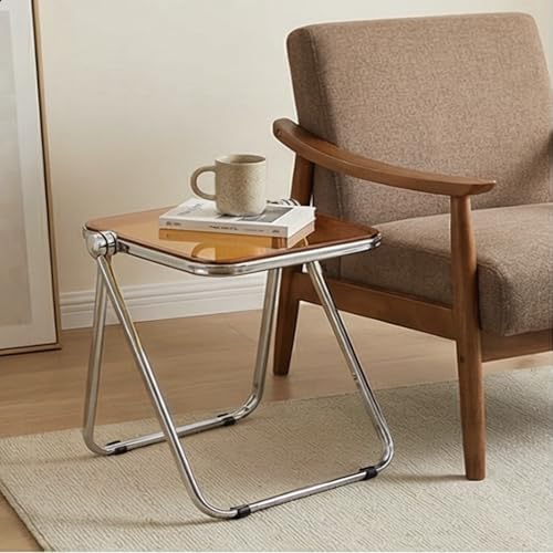 Image of The Artment Orange GlacierTray Foldable Transparent Acrylic End Table, Multi-Purpose Side Table, Serving Tray & Magazine Rack, Space-Saving for Modern Living Spaces | Use for Home & Office