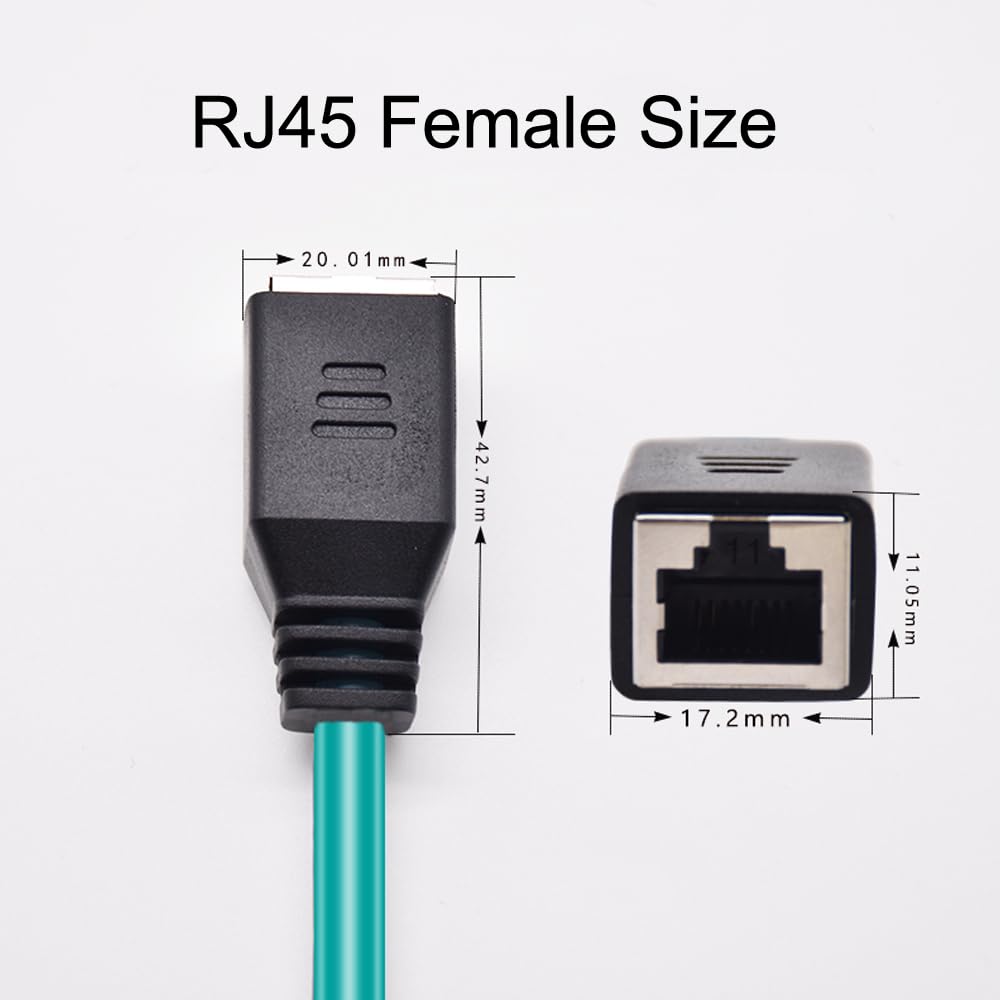 Eonvic Industrial M12 8Pin Male X Code to RJ45 Female High Flex Cat6 Gigabit Extension Ethernet Cable (Blue, 1M)