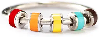 STORYJEWELLERY Fidget Rings for Women, Anxiety Ring for Girls, Spinner Ring for Women, Silver Enamel Fidget Rings, Fidget Rings for Anxiety for Women, Gifts for Women