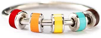 STORYJEWELLERY Fidget Rings for Women, Anxiety Ring for Girls, Spinner Ring for Women, Silver Enamel Fidget Rings, Fidget Rings for Anxiety for Women, Gifts for Women