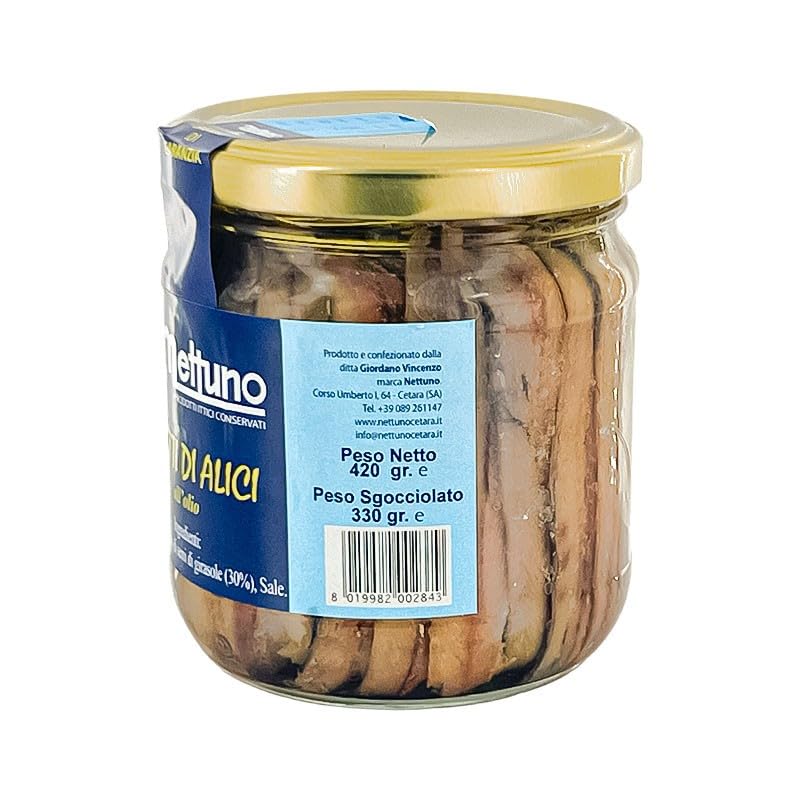 Filets d'anchois de Cetara à l'huile de tournesol – Grand pot