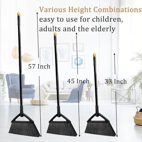 Image of Heavy Duty Black Angle Broom with Long Handle - 4 Pack