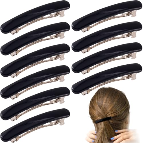 10 pinzas para el cabello ovaladas negras 6.3 cm miniatura 1