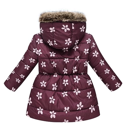 Girls Winter Coats Hooded Sherpa Lined Lightweight Jacket Thick Warm Puffy Waterproof Windproof Cotton Jackets (Purple, 3-4 Years)4