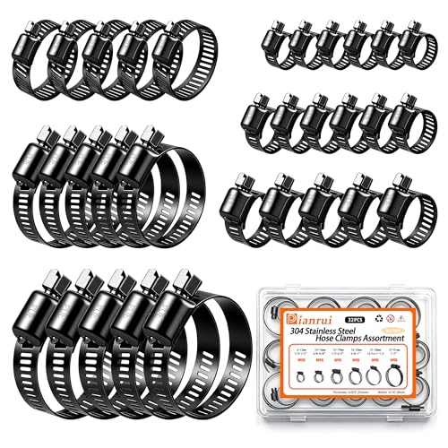 Exhaust Rattle Noise - 2020-2023 Ford Explorer & Lincoln Aviator 6 Dianrui 32 PCS Black Hose Clamps Assortment Kit 1/4'–2' (6-51mm) Hose Clamps Stainless Steel 304 Worm Gear Fuel Line Hose Clamp for pipe, Fuel Line, Plumbing, Intercooler, Tube, Automotive and Marine