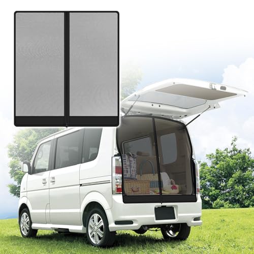 Vidoya 車用 防虫ネット バックドア用 エブリイ アトレー 防虫グッズ 網戸 マグネット固定 両開きファスナー 車中泊 アウトドア グッズ カー用品 取付簡単 120cm*130cm